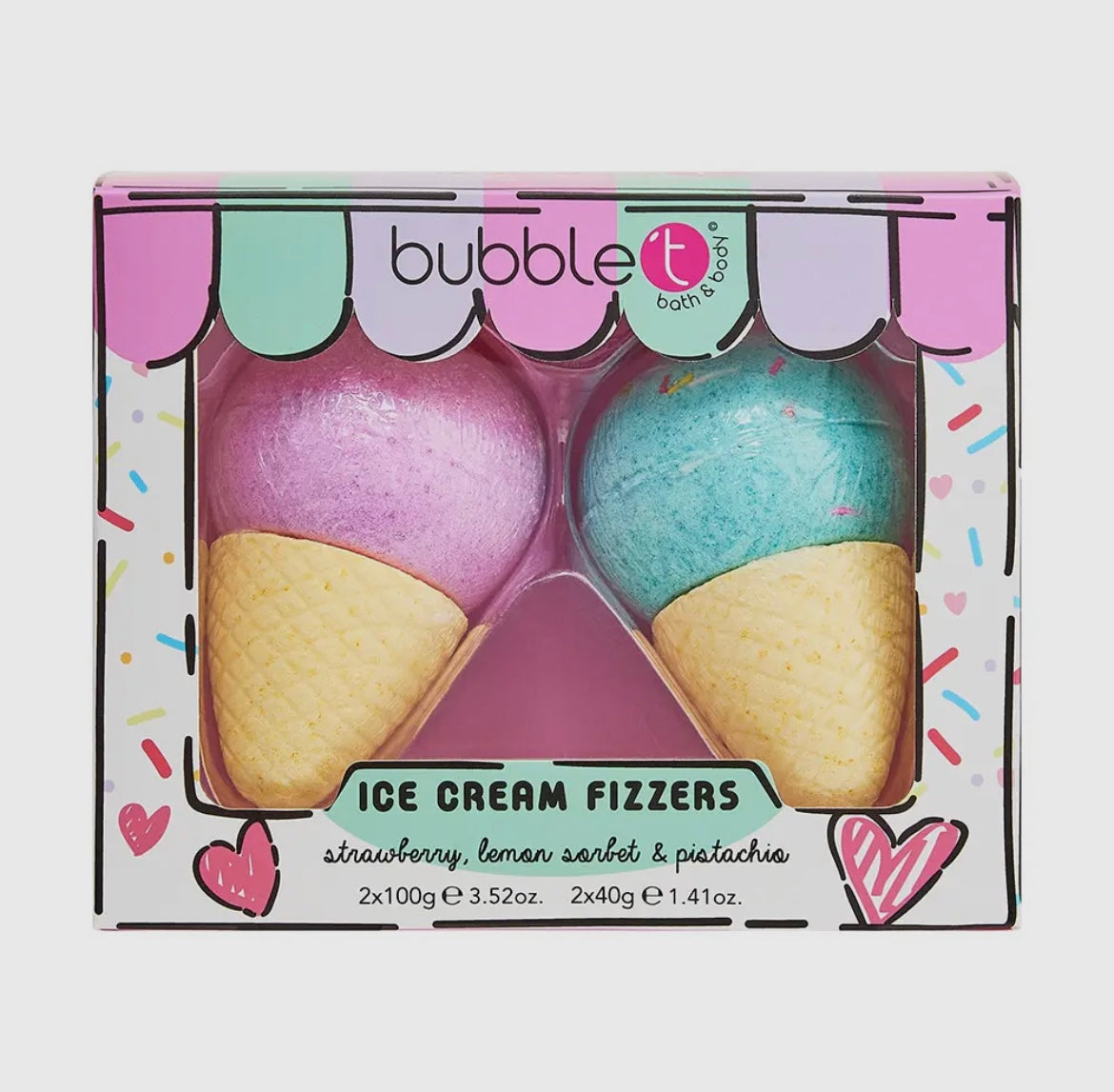 Pretty Perfect Ice Cream Bath Bomb Gift Set - Strawberry, Lemon & Pistachio